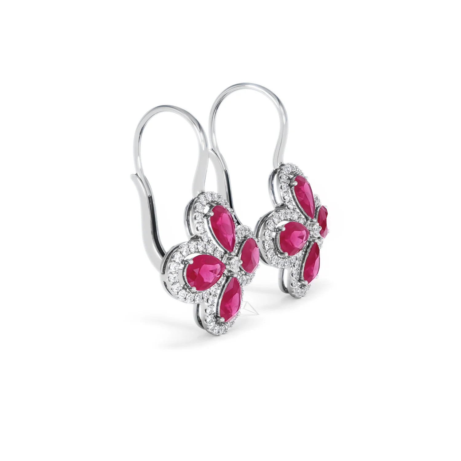 Bloom 4.75ct Lab Ruby and Lab Diamond Earrings in 18K White Gold - Image 22