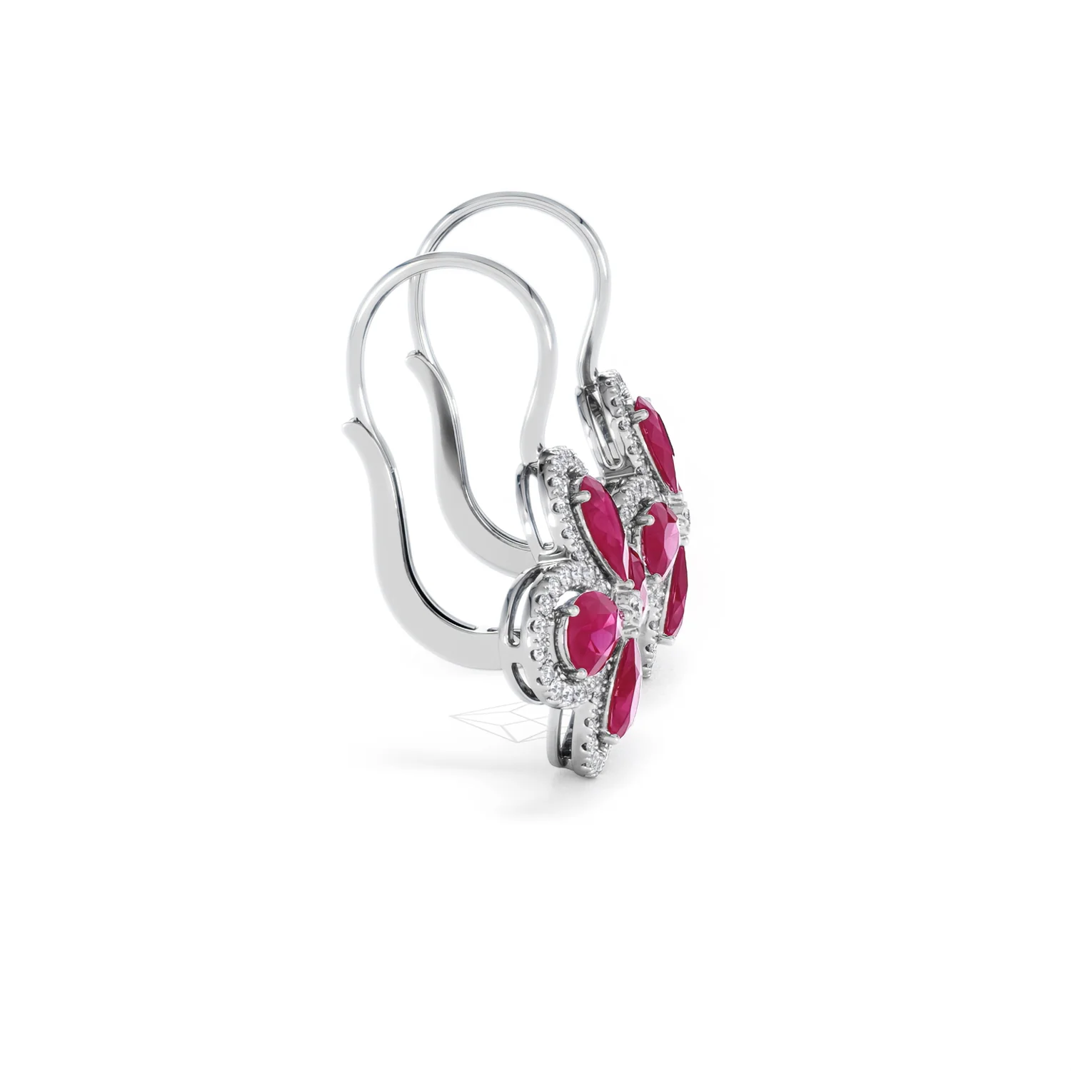 Bloom 4.75ct Lab Ruby and Lab Diamond Earrings in 18K White Gold - Image 27