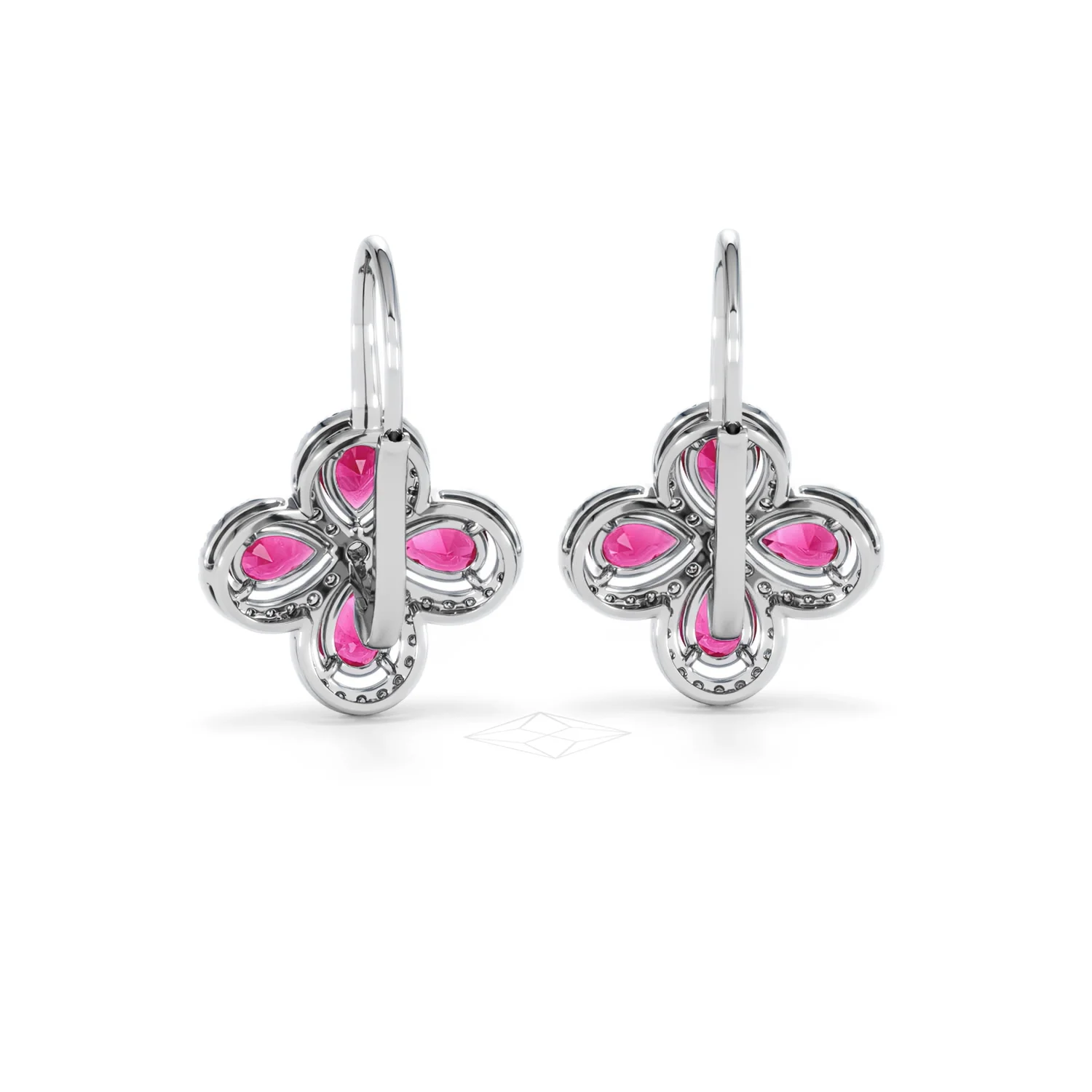Bloom 4.75ct Lab Ruby and Lab Diamond Earrings in 18K White Gold - Image 50