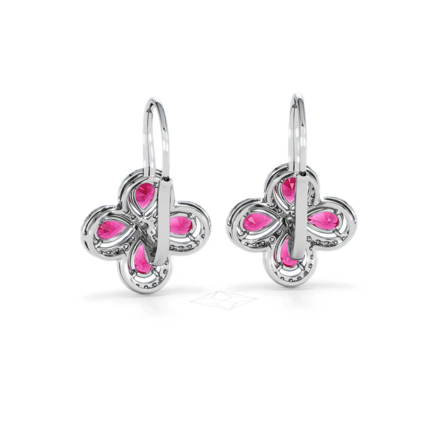 Bloom 4.75ct Lab Ruby and Lab Diamond Earrings in 18K White Gold - Image 51