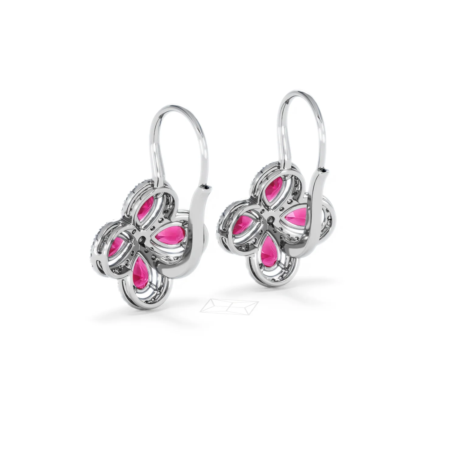Bloom 4.75ct Lab Ruby and Lab Diamond Earrings in 18K White Gold - Image 56