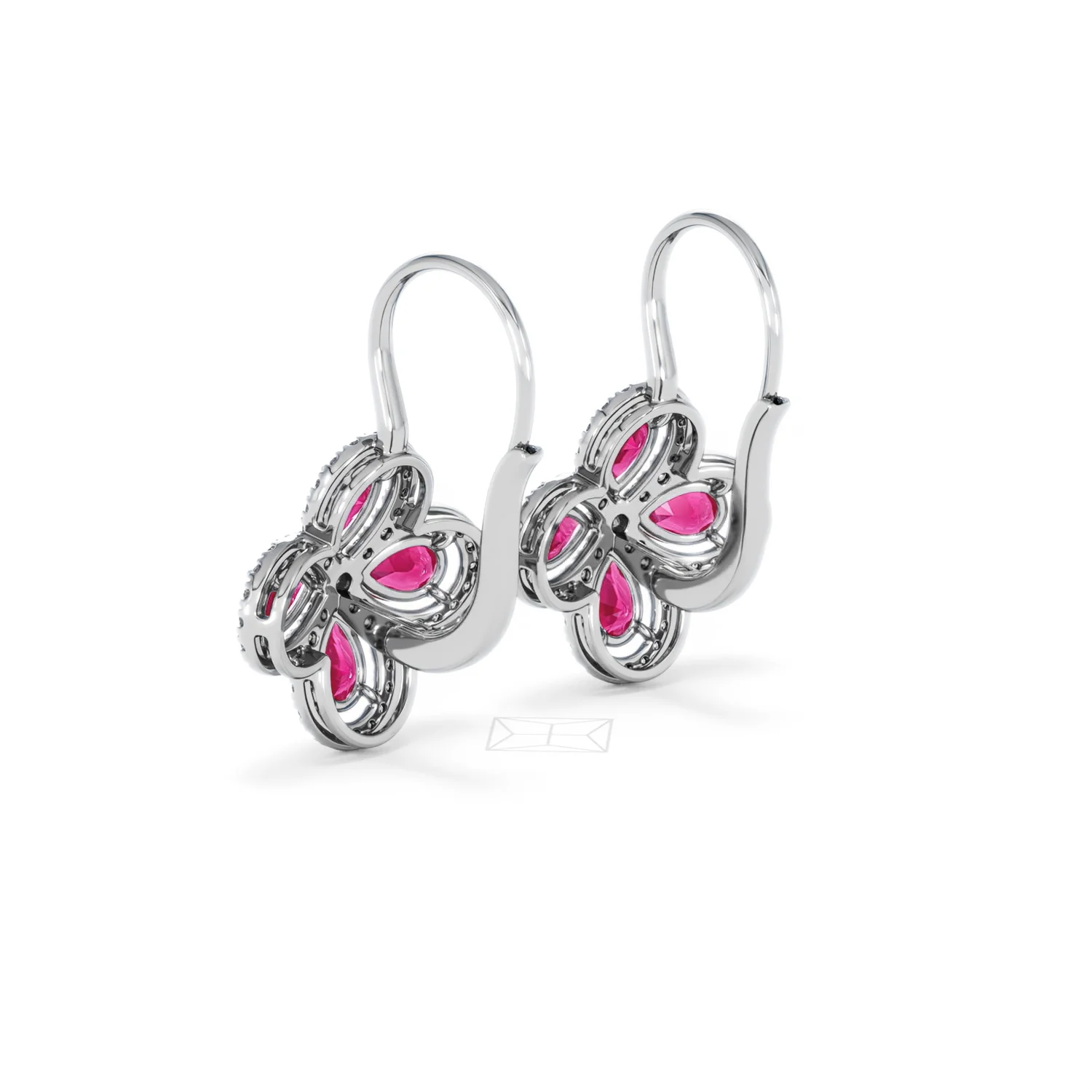 Bloom 4.75ct Lab Ruby and Lab Diamond Earrings in 18K White Gold - Image 58