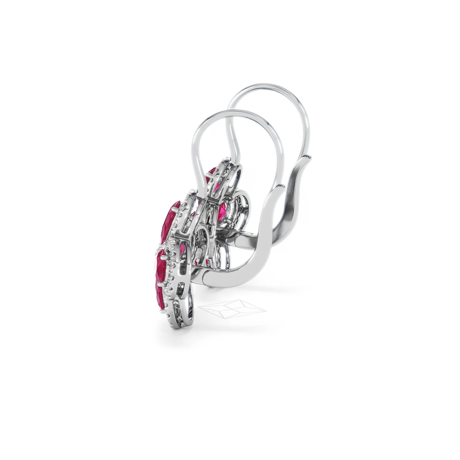 Bloom 4.75ct Lab Ruby and Lab Diamond Earrings in 18K White Gold - Image 66