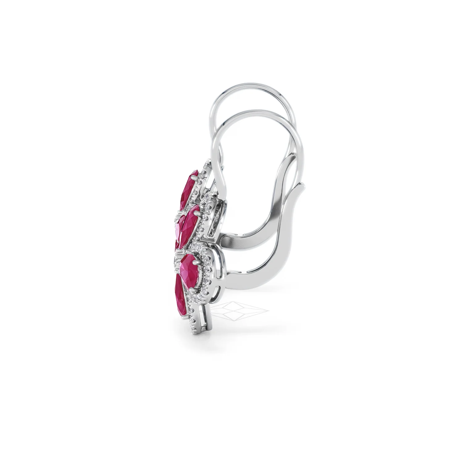Bloom 4.75ct Lab Ruby and Lab Diamond Earrings in 18K White Gold - Image 69