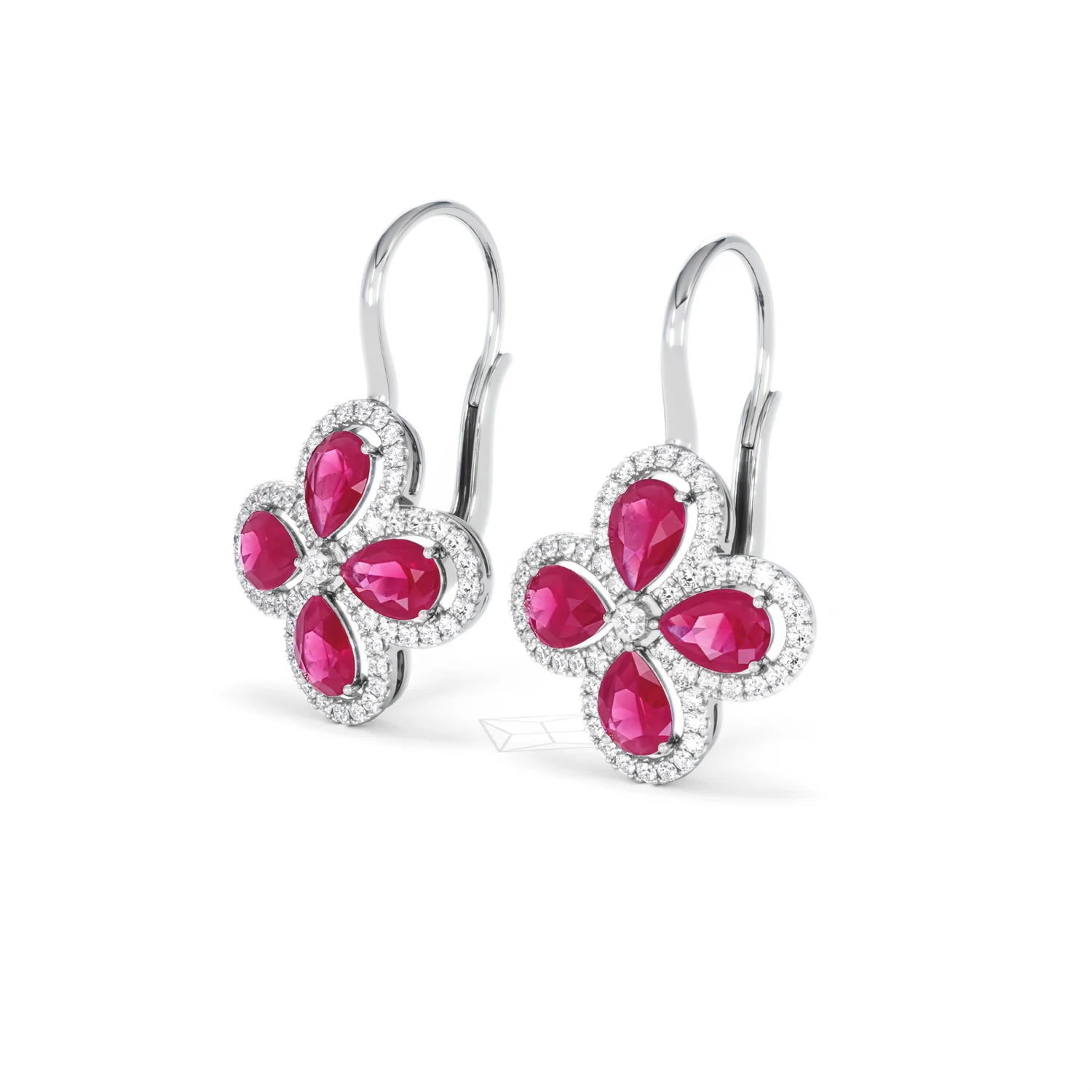 Bloom 4.75ct Lab Ruby and Lab Diamond Earrings in 18K White Gold - Image 81