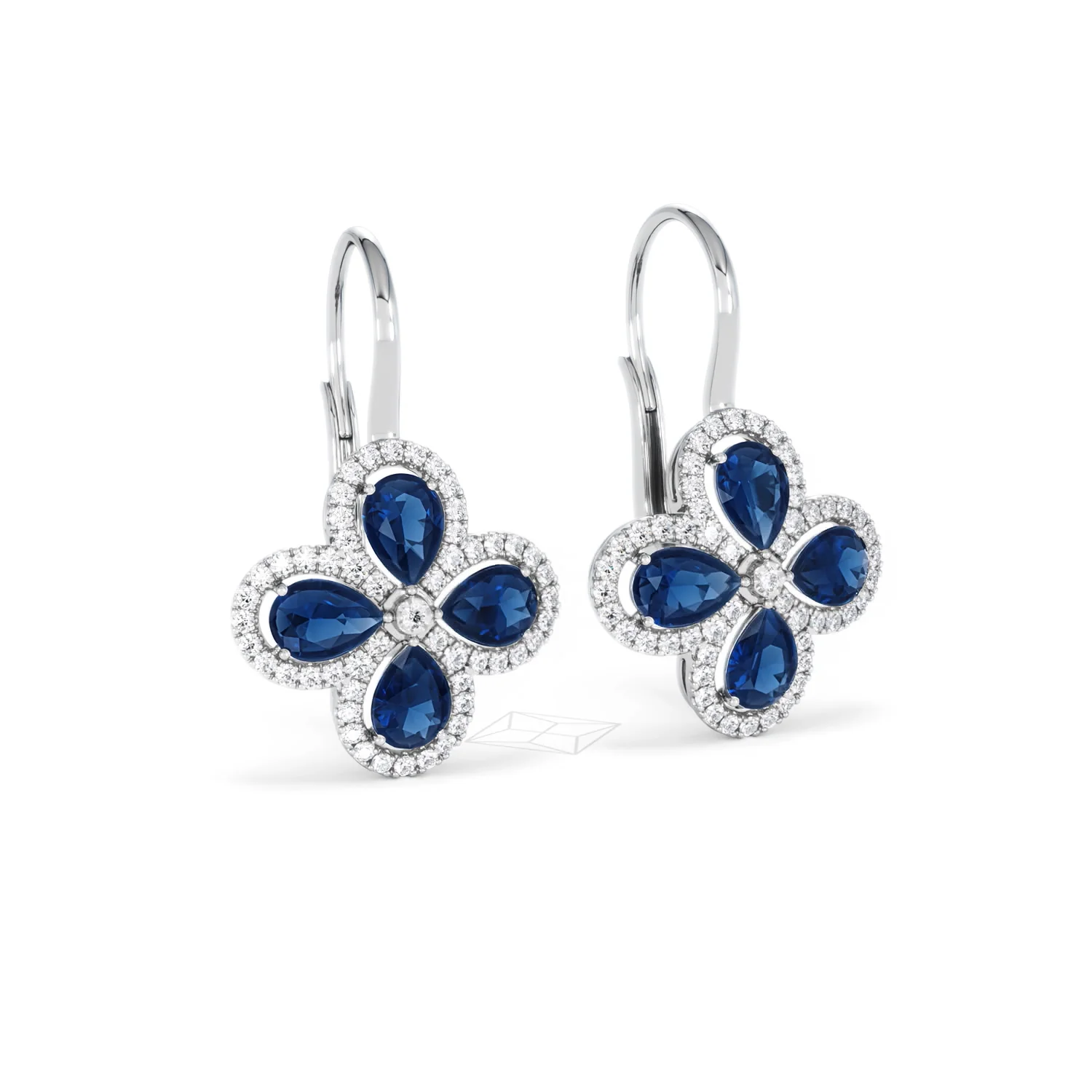 Bloom 4.75ct Lab Sapphire and Lab Diamond Earrings in 18K White Gold - Image 14