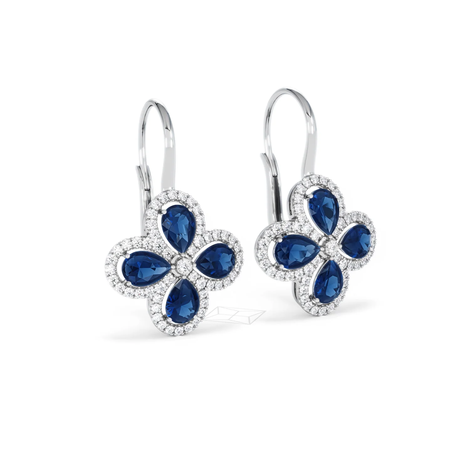 Bloom 4.75ct Lab Sapphire and Lab Diamond Earrings in 18K White Gold - Image 15