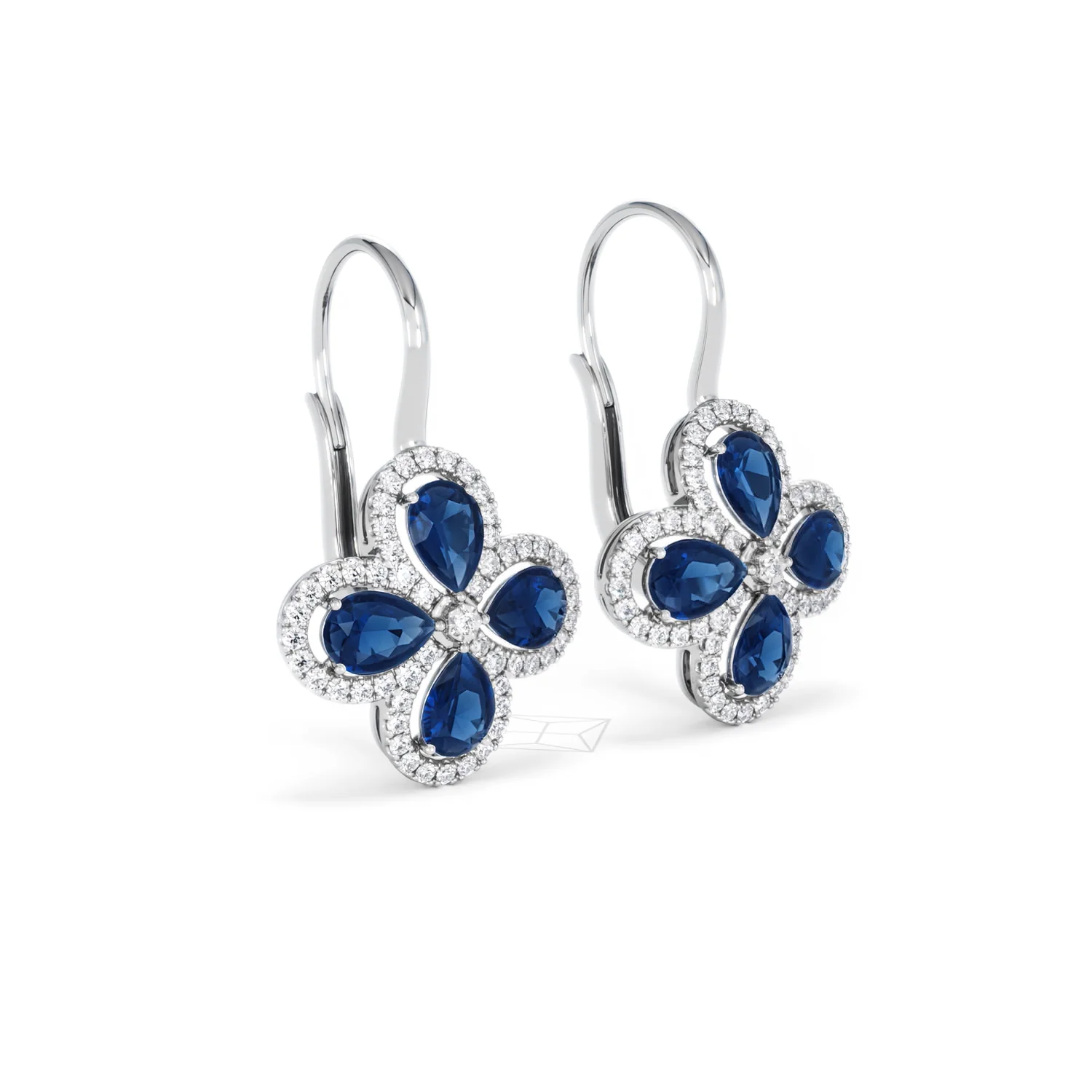 Bloom 4.75ct Lab Sapphire and Lab Diamond Earrings in 18K White Gold - Image 17