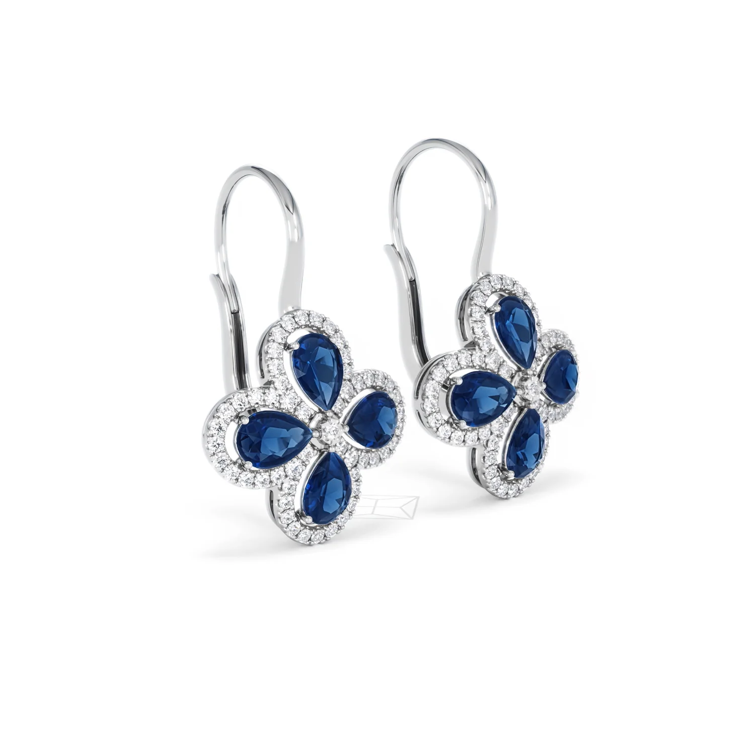 Bloom 4.75ct Lab Sapphire and Lab Diamond Earrings in 18K White Gold - Image 18