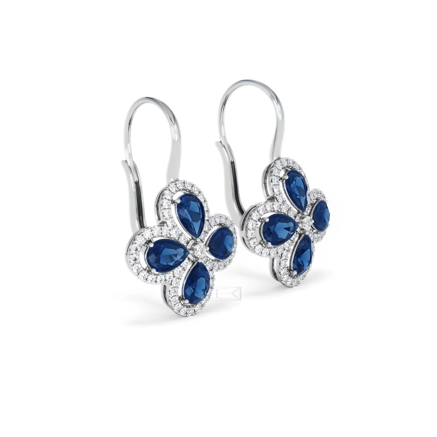 Bloom 4.75ct Lab Sapphire and Lab Diamond Earrings in 18K White Gold - Image 19