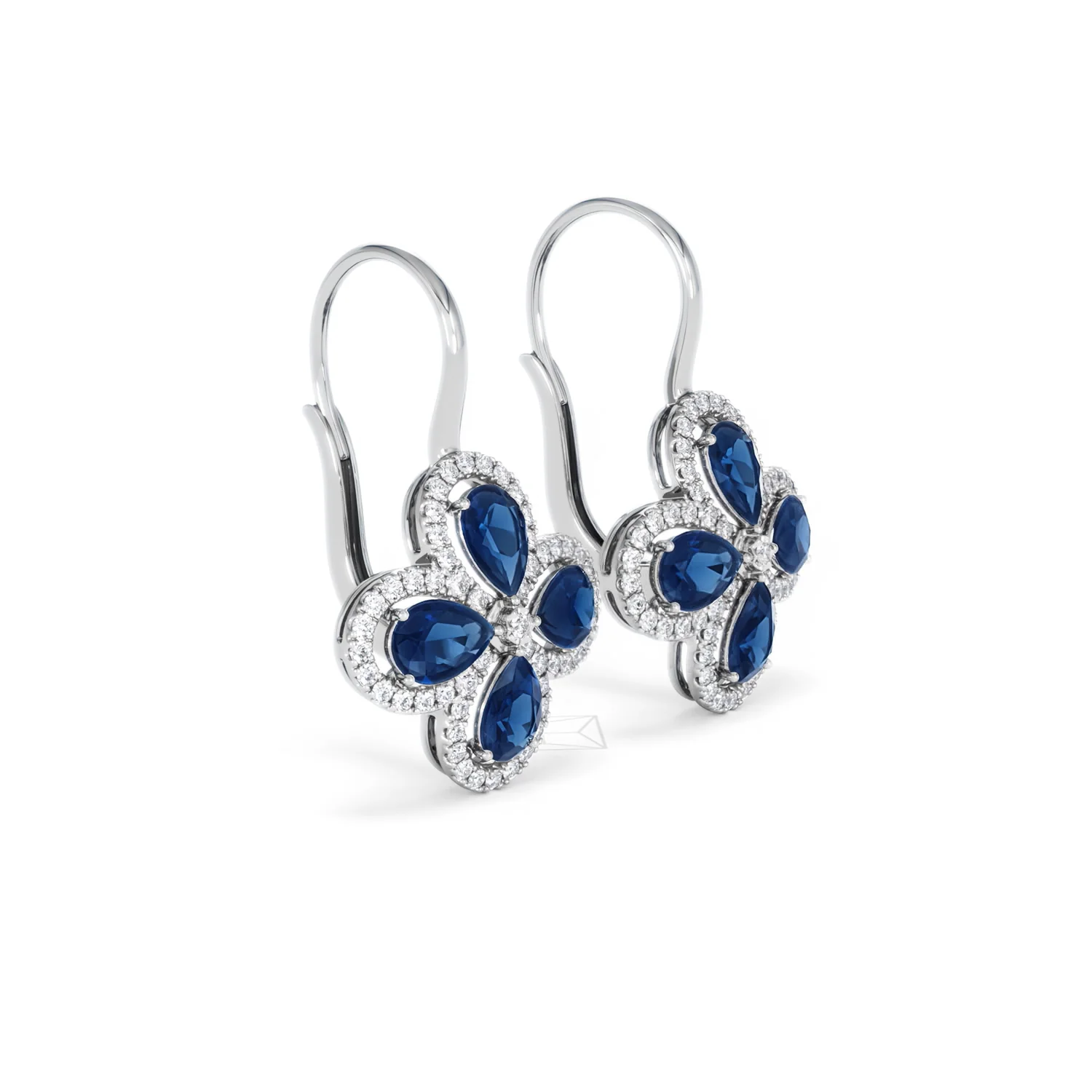 Bloom 4.75ct Lab Sapphire and Lab Diamond Earrings in 18K White Gold - Image 20