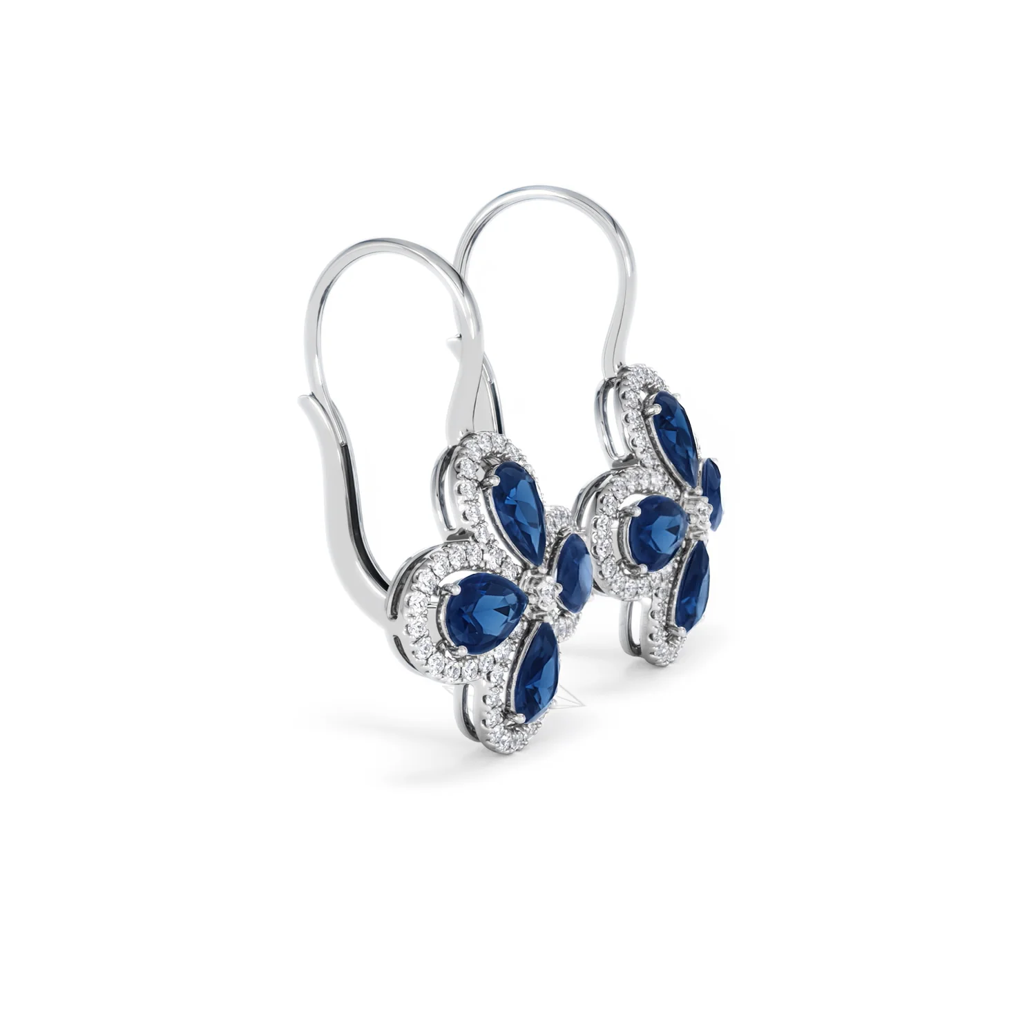 Bloom 4.75ct Lab Sapphire and Lab Diamond Earrings in 18K White Gold - Image 23