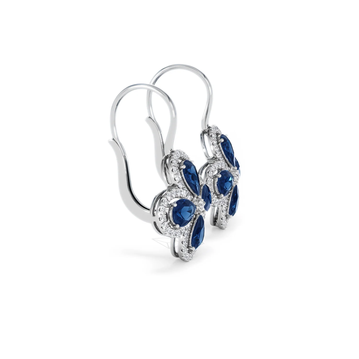 Bloom 4.75ct Lab Sapphire and Lab Diamond Earrings in 18K White Gold - Image 25