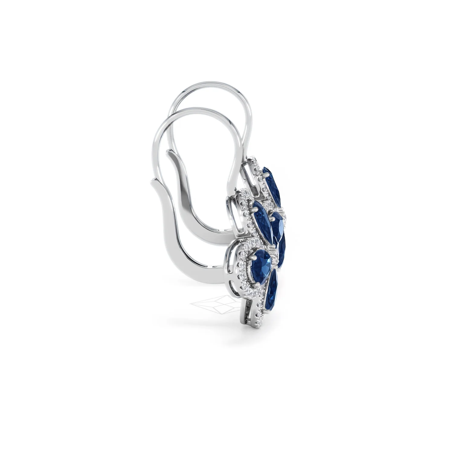 Bloom 4.75ct Lab Sapphire and Lab Diamond Earrings in 18K White Gold - Image 28