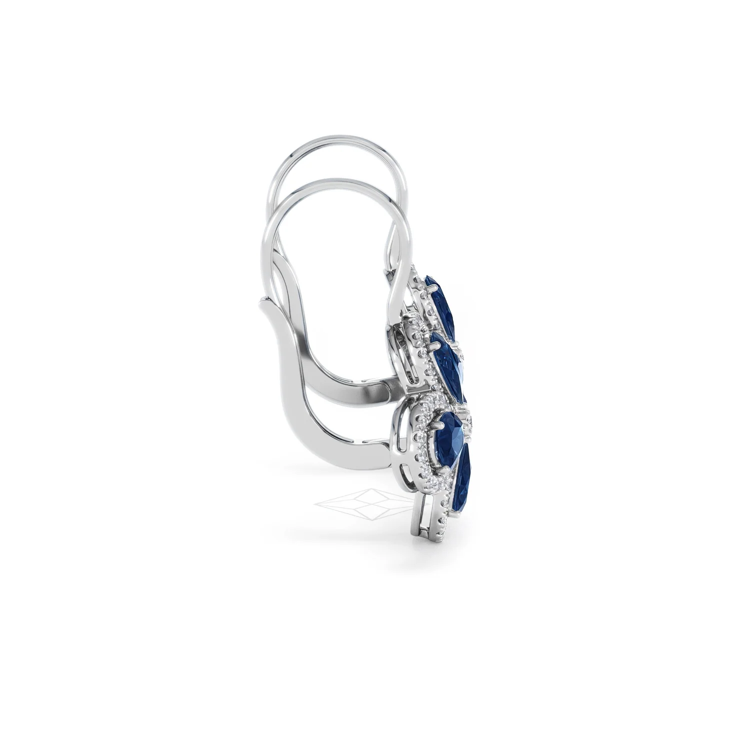 Bloom 4.75ct Lab Sapphire and Lab Diamond Earrings in 18K White Gold - Image 29