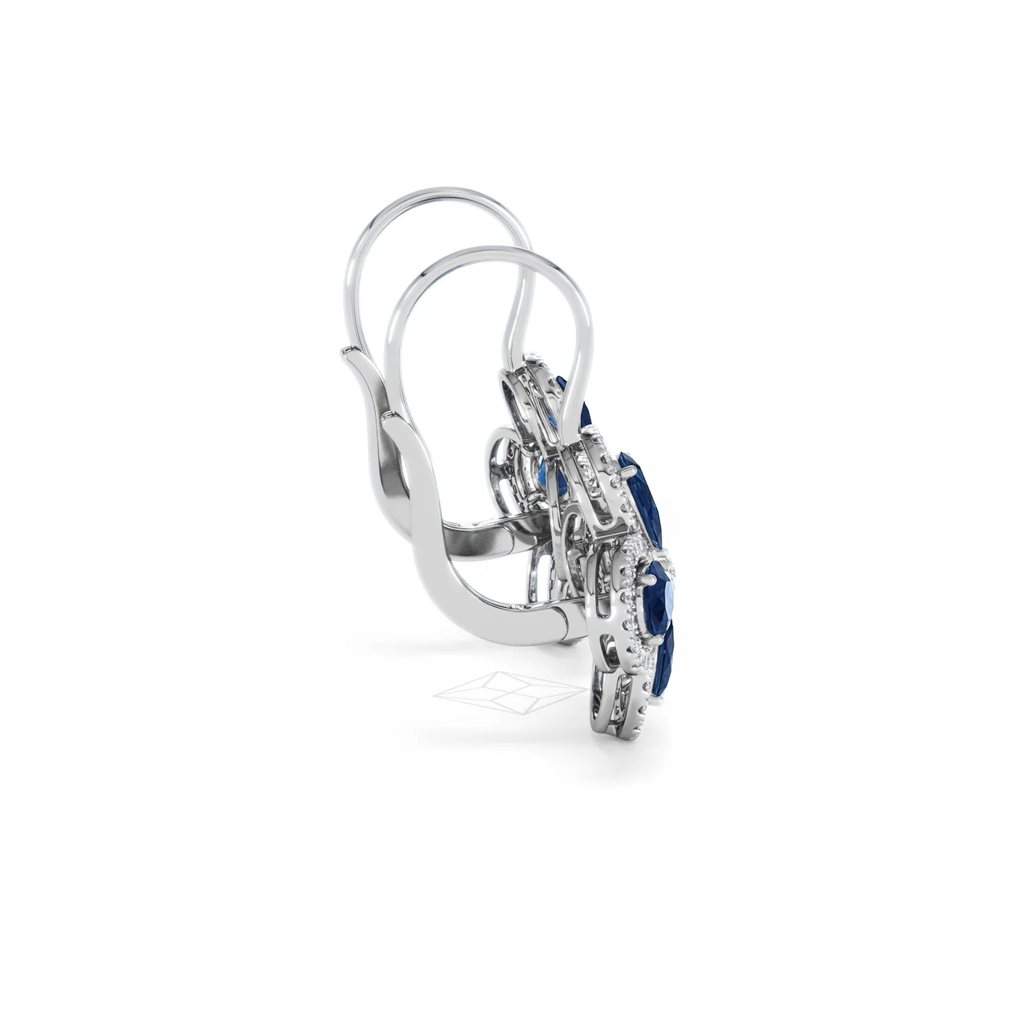 Bloom 4.75ct Lab Sapphire and Lab Diamond Earrings in 18K White Gold - Image 31