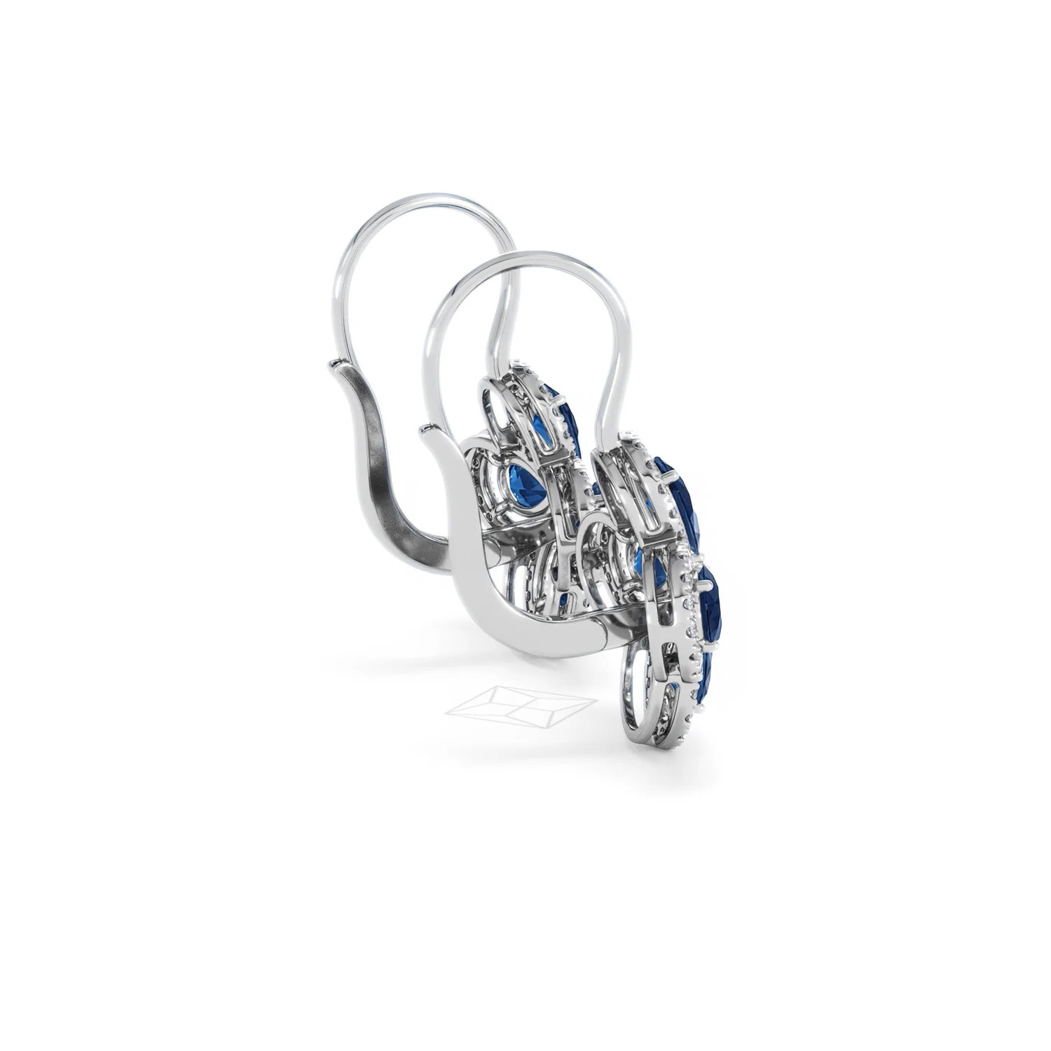 Bloom 4.75ct Lab Sapphire and Lab Diamond Earrings in 18K White Gold - Image 33