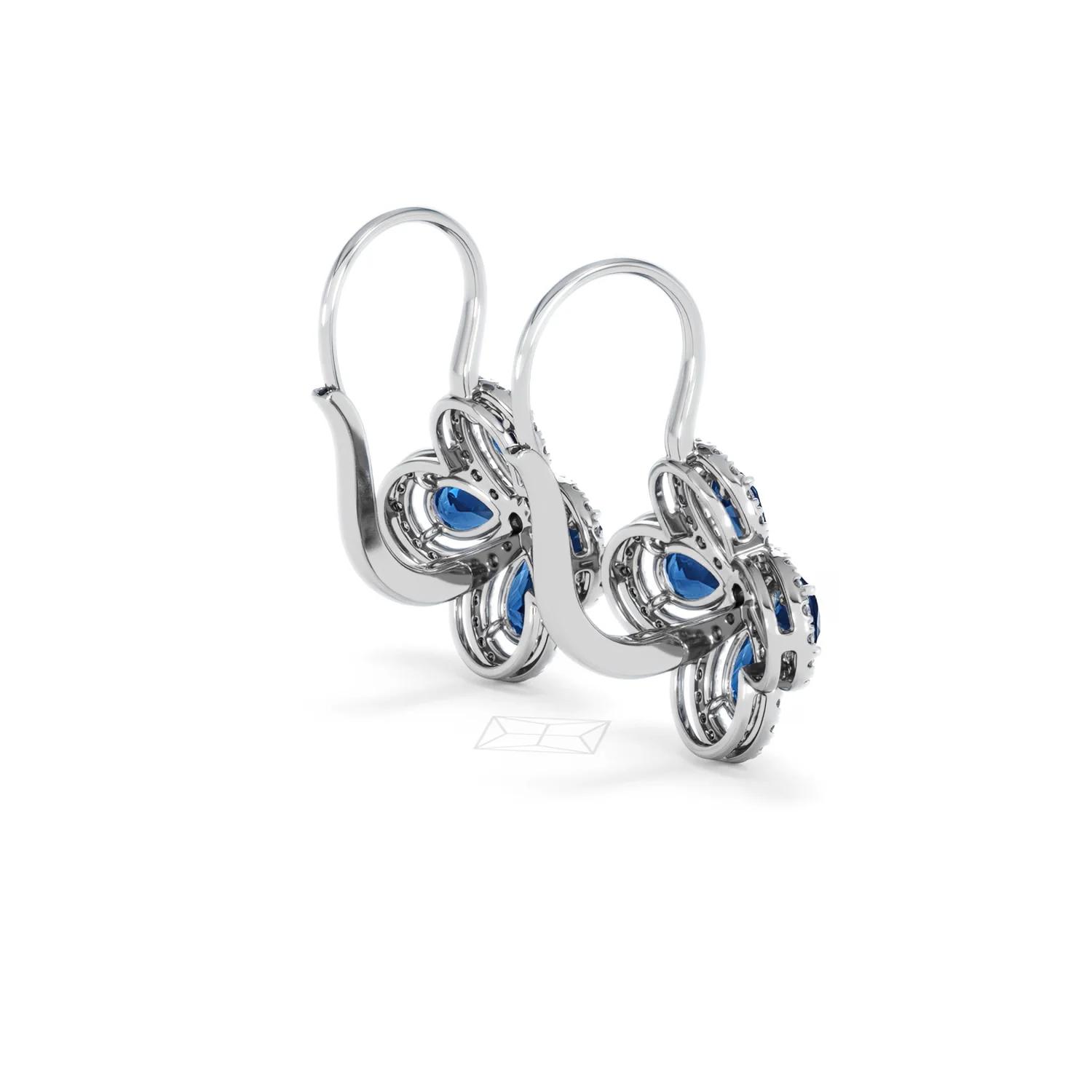 Bloom 4.75ct Lab Sapphire and Lab Diamond Earrings in 18K White Gold - Image 37