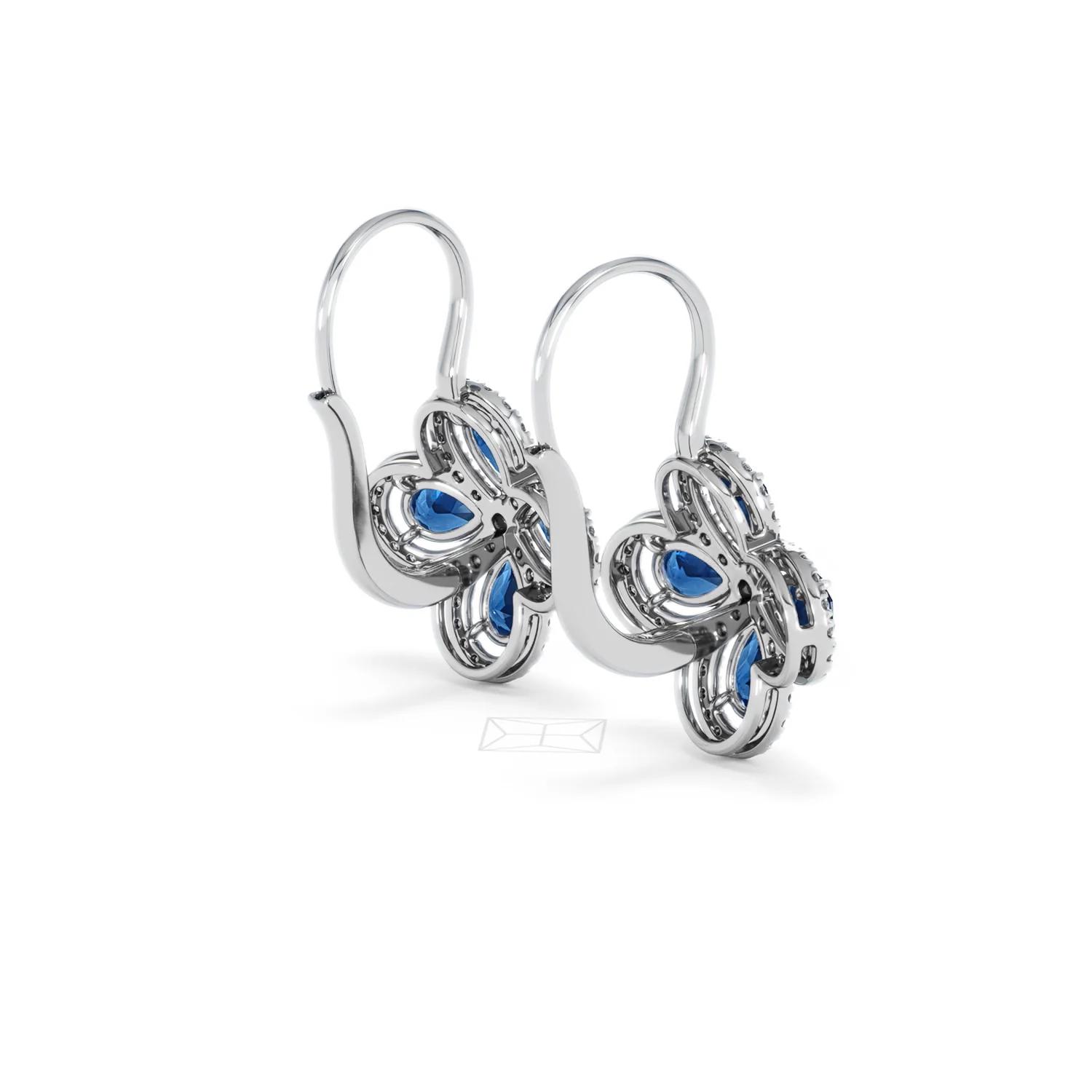 Bloom 4.75ct Lab Sapphire and Lab Diamond Earrings in 18K White Gold - Image 38