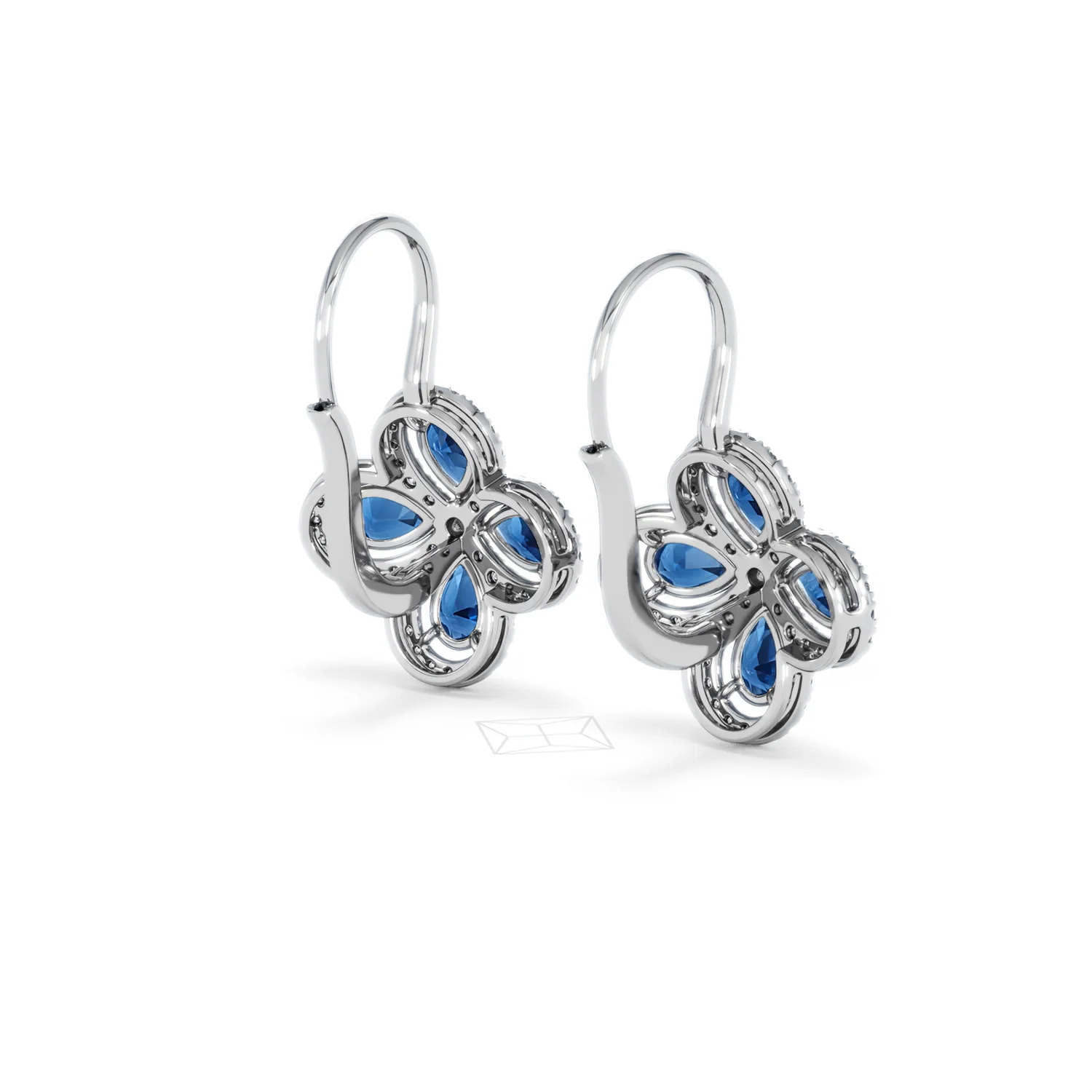 Bloom 4.75ct Lab Sapphire and Lab Diamond Earrings in 18K White Gold - Image 41