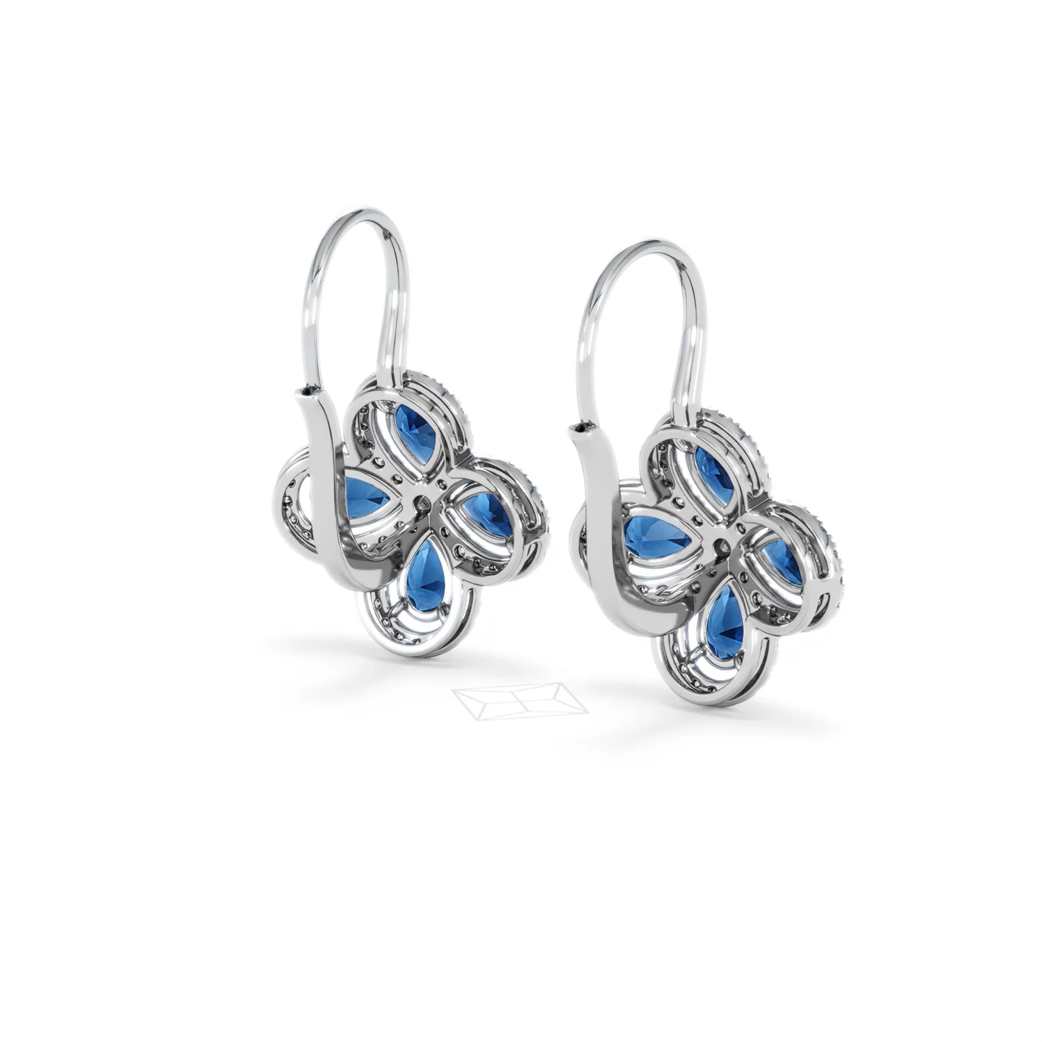 Bloom 4.75ct Lab Sapphire and Lab Diamond Earrings in 18K White Gold - Image 42