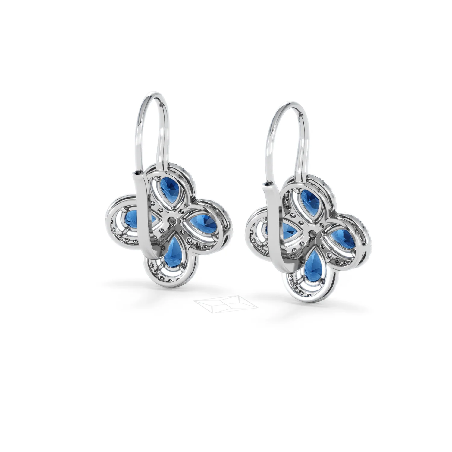 Bloom 4.75ct Lab Sapphire and Lab Diamond Earrings in 18K White Gold - Image 44