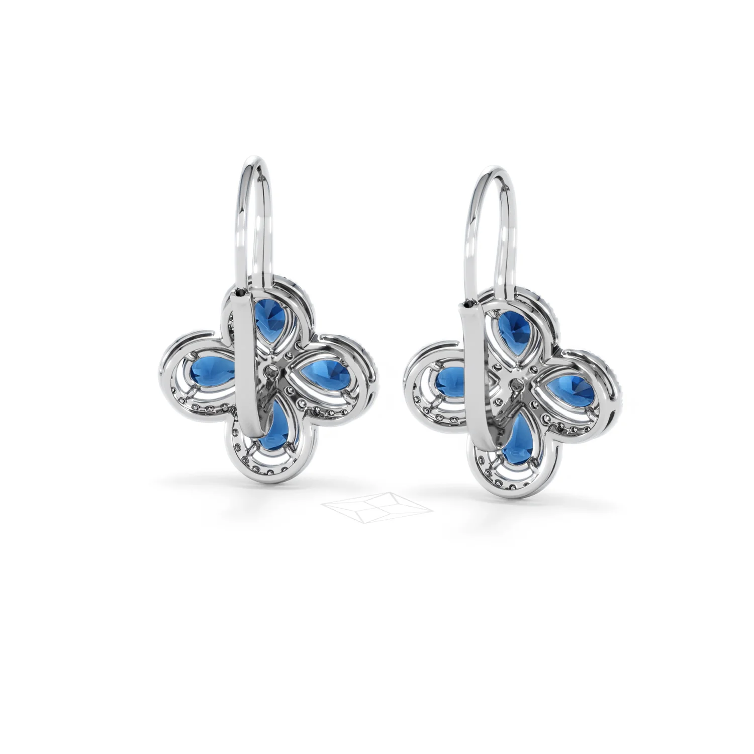 Bloom 4.75ct Lab Sapphire and Lab Diamond Earrings in 18K White Gold - Image 46