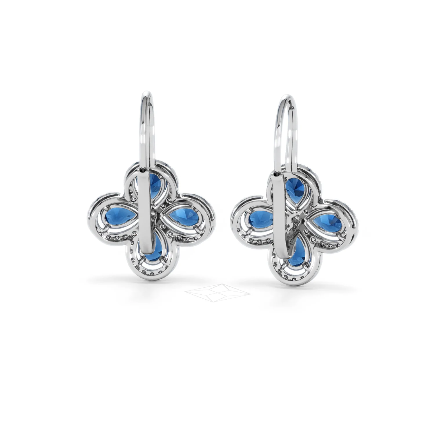 Bloom 4.75ct Lab Sapphire and Lab Diamond Earrings in 18K White Gold - Image 47