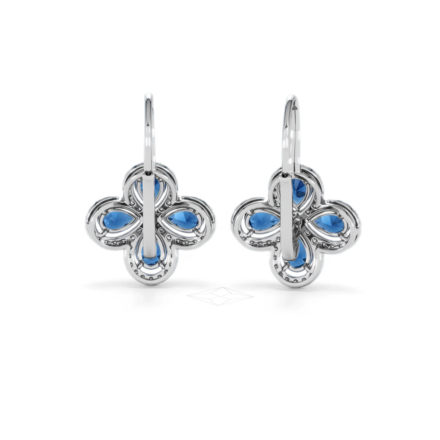 Bloom 4.75ct Lab Sapphire and Lab Diamond Earrings in 18K White Gold - Image 48