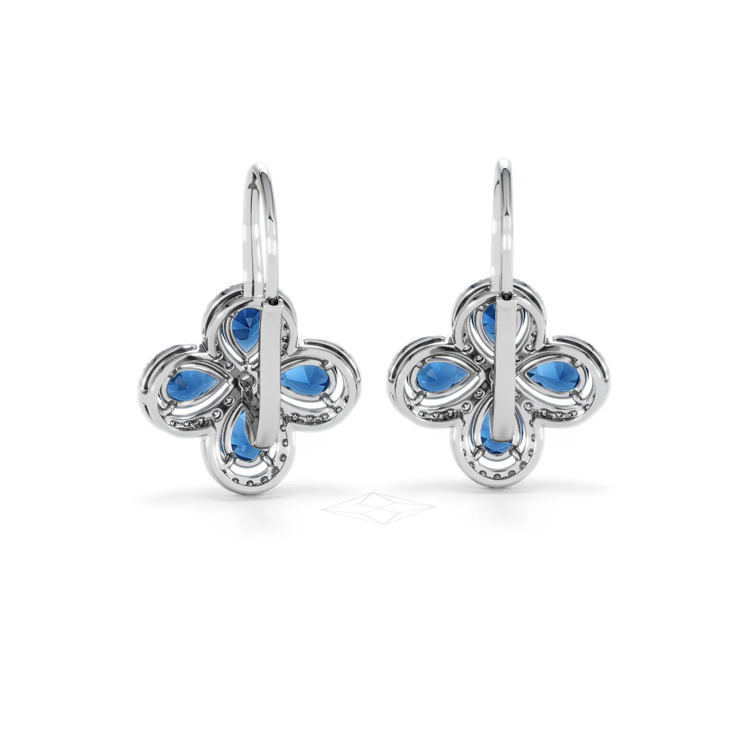 Bloom 4.75ct Lab Sapphire and Lab Diamond Earrings in 18K White Gold - Image 50