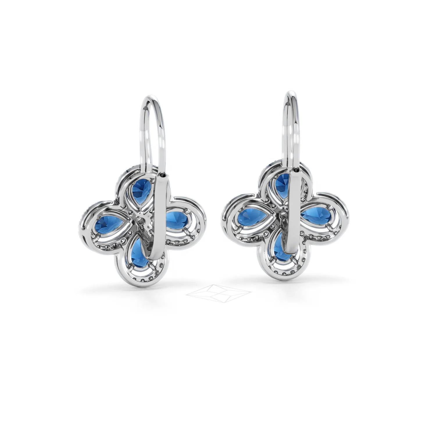 Bloom 4.75ct Lab Sapphire and Lab Diamond Earrings in 18K White Gold - Image 51
