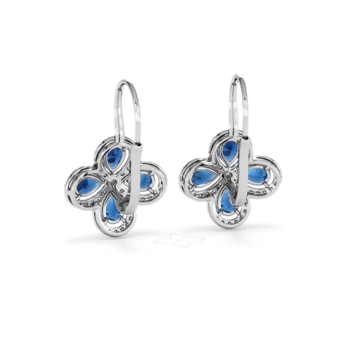 Bloom 4.75ct Lab Sapphire and Lab Diamond Earrings in 18K White Gold - Image 52