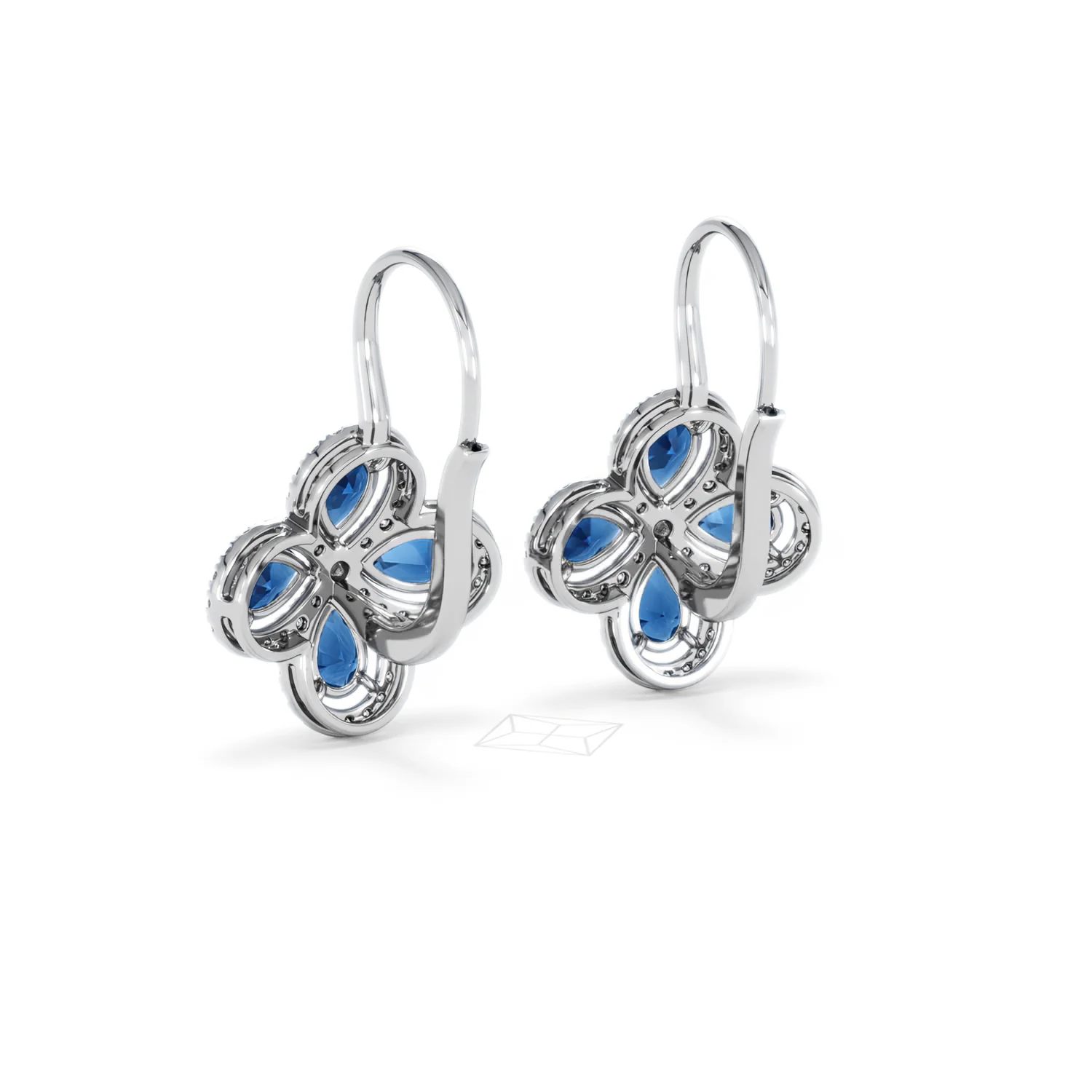 Bloom 4.75ct Lab Sapphire and Lab Diamond Earrings in 18K White Gold - Image 55