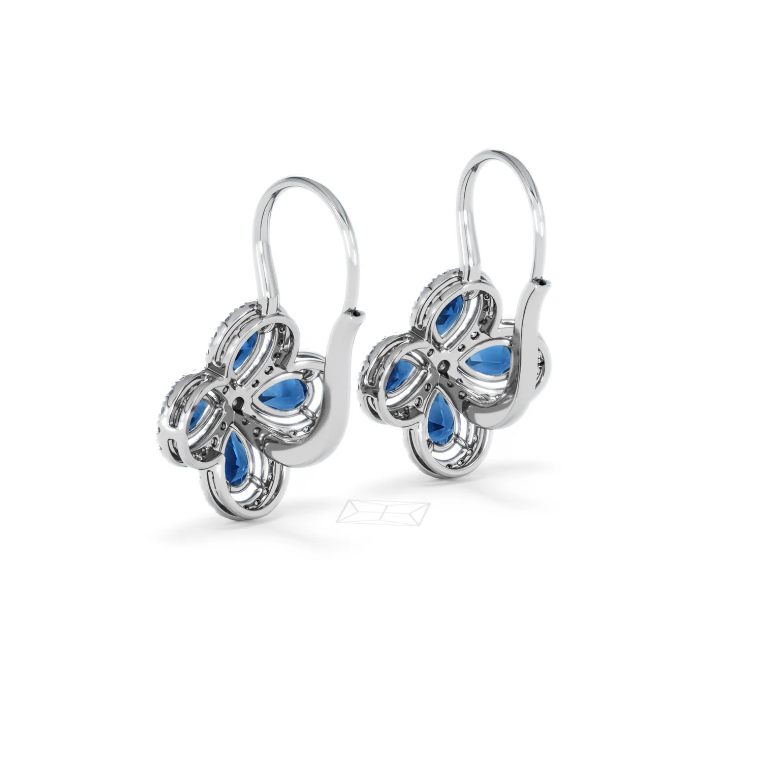 Bloom 4.75ct Lab Sapphire and Lab Diamond Earrings in 18K White Gold - Image 57