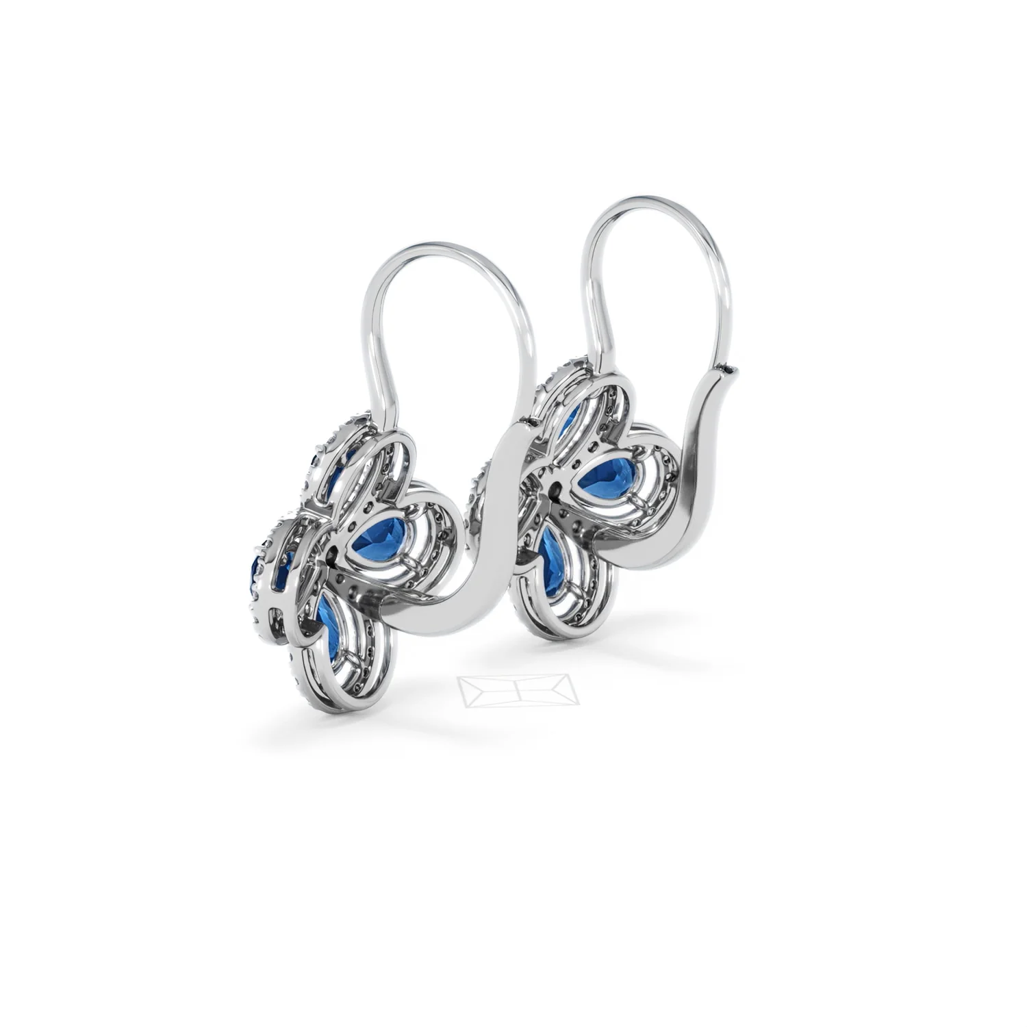 Bloom 4.75ct Lab Sapphire and Lab Diamond Earrings in 18K White Gold - Image 60