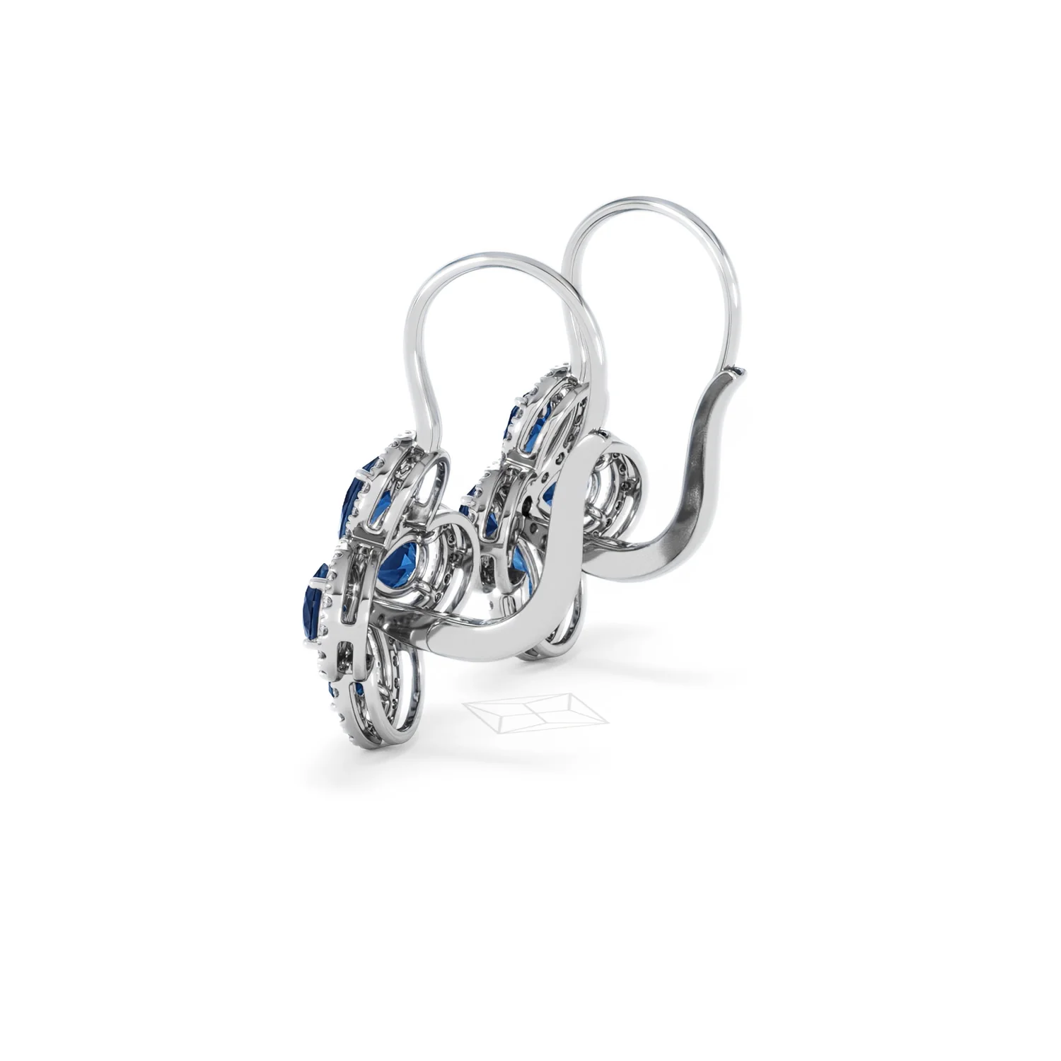Bloom 4.75ct Lab Sapphire and Lab Diamond Earrings in 18K White Gold - Image 63