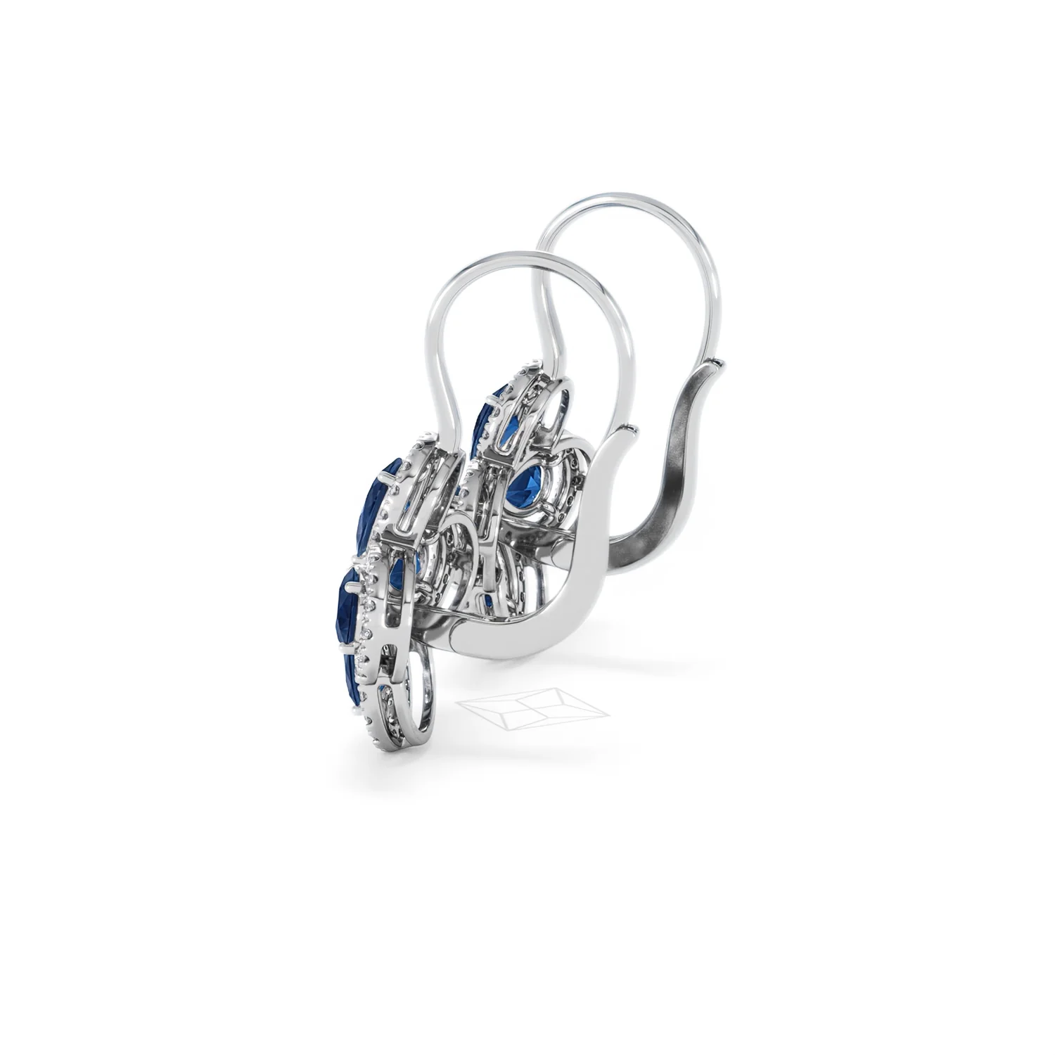 Bloom 4.75ct Lab Sapphire and Lab Diamond Earrings in 18K White Gold - Image 65