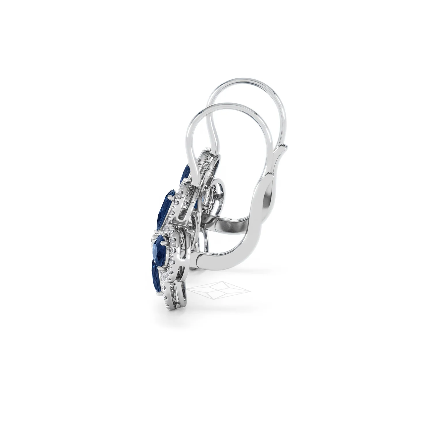 Bloom 4.75ct Lab Sapphire and Lab Diamond Earrings in 18K White Gold - Image 67