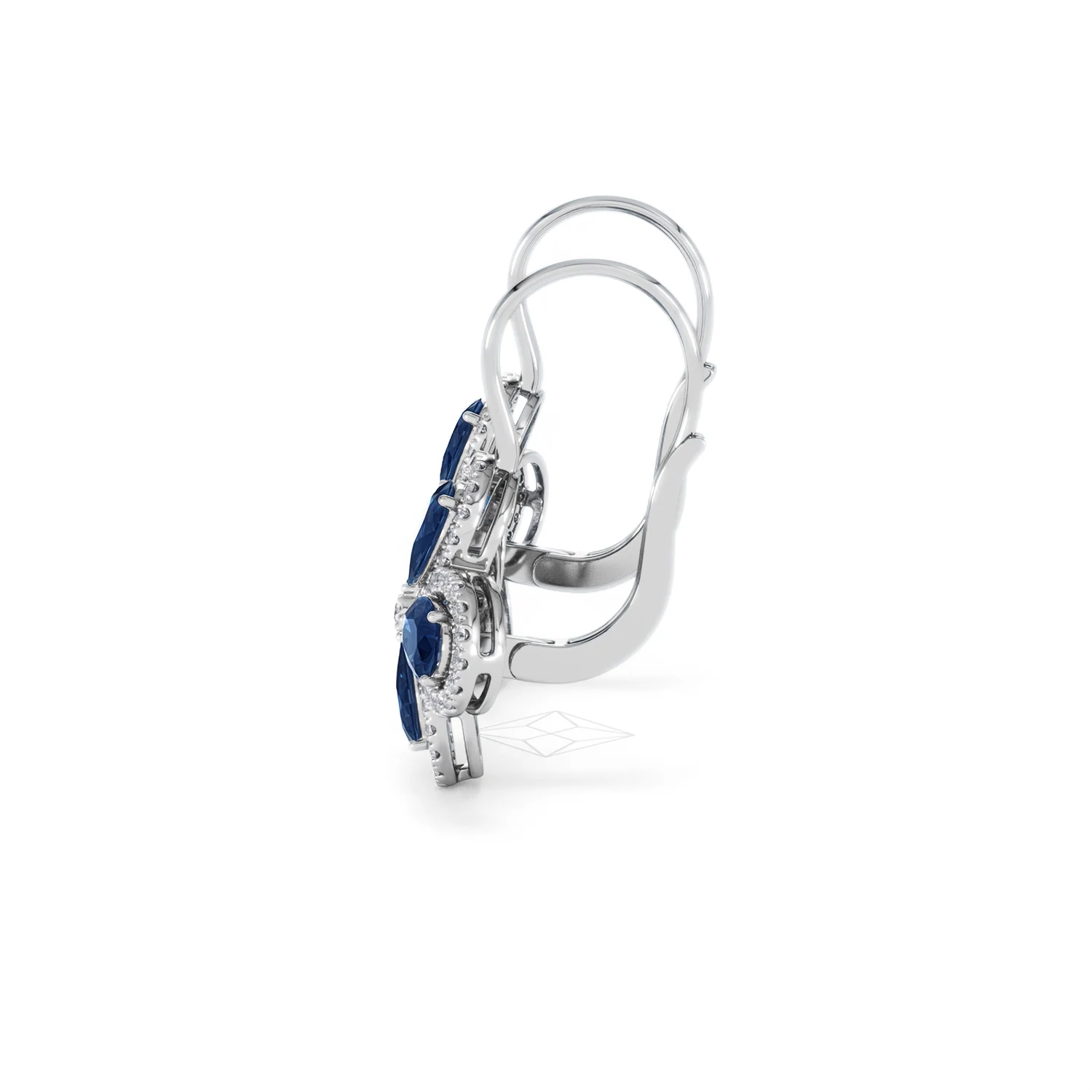 Bloom 4.75ct Lab Sapphire and Lab Diamond Earrings in 18K White Gold - Image 68