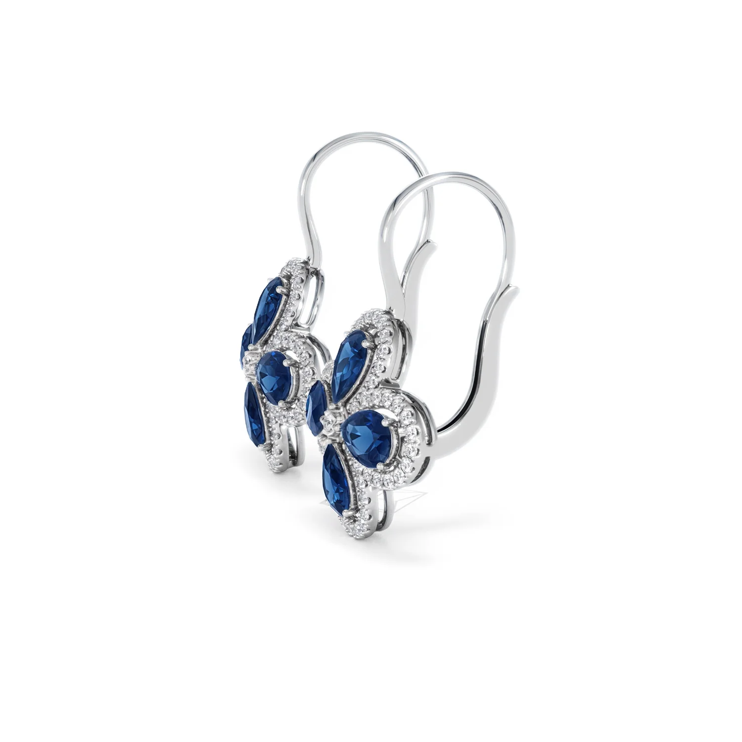 Bloom 4.75ct Lab Sapphire and Lab Diamond Earrings in 18K White Gold - Image 73