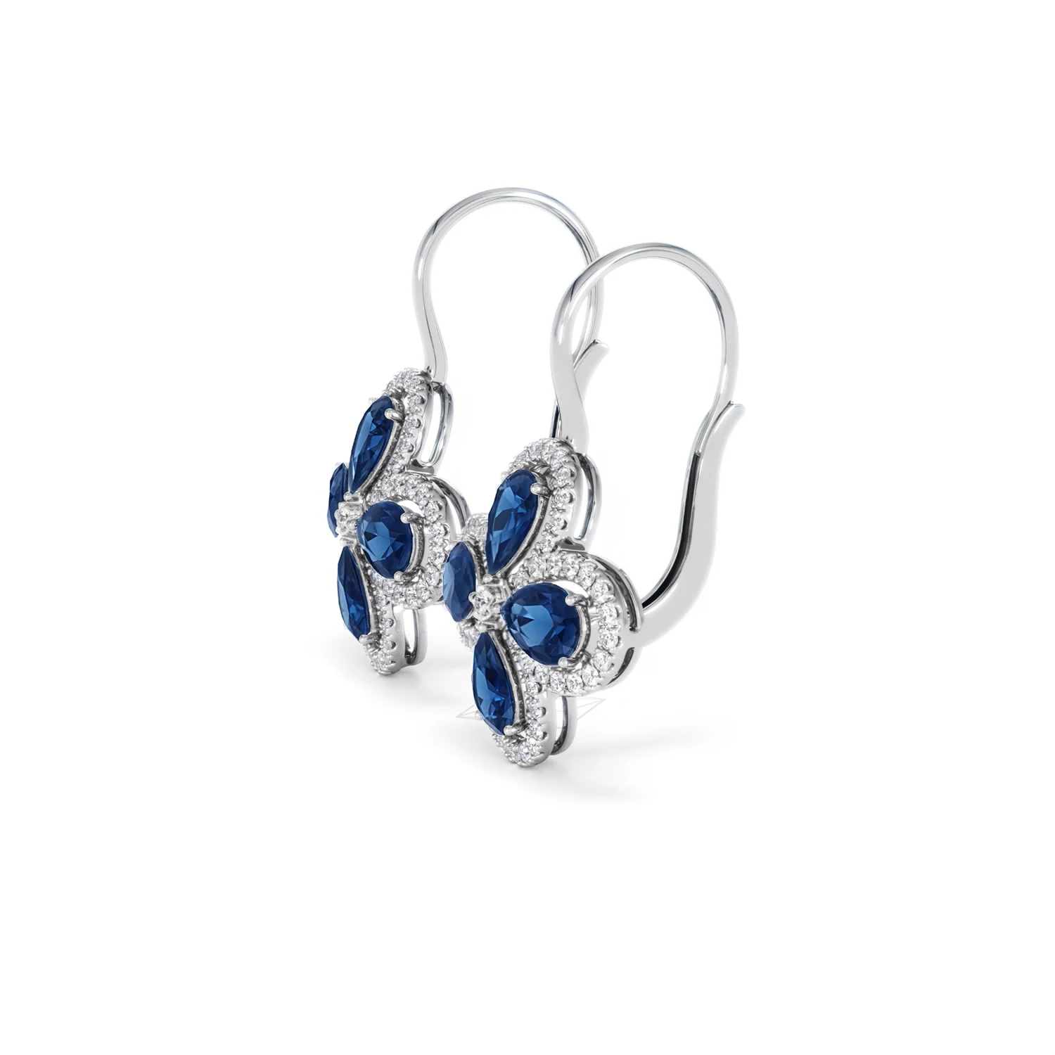 Bloom 4.75ct Lab Sapphire and Lab Diamond Earrings in 18K White Gold - Image 74