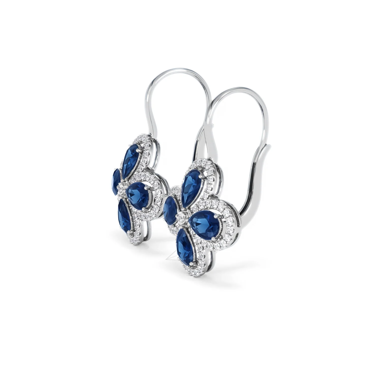 Bloom 4.75ct Lab Sapphire and Lab Diamond Earrings in 18K White Gold - Image 75