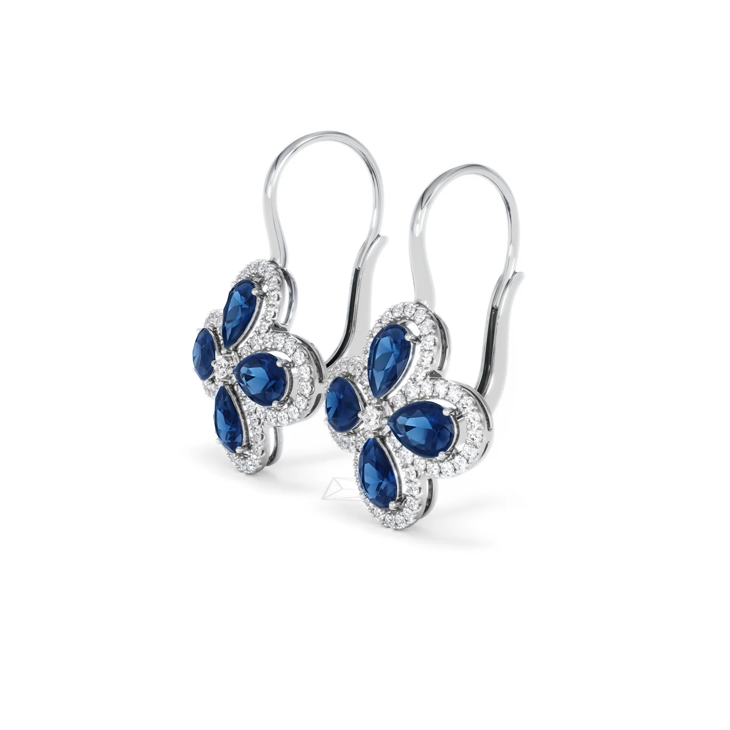 Bloom 4.75ct Lab Sapphire and Lab Diamond Earrings in 18K White Gold - Image 77