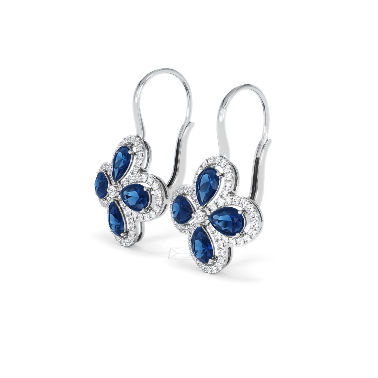 Bloom 4.75ct Lab Sapphire and Lab Diamond Earrings in 18K White Gold - Image 78