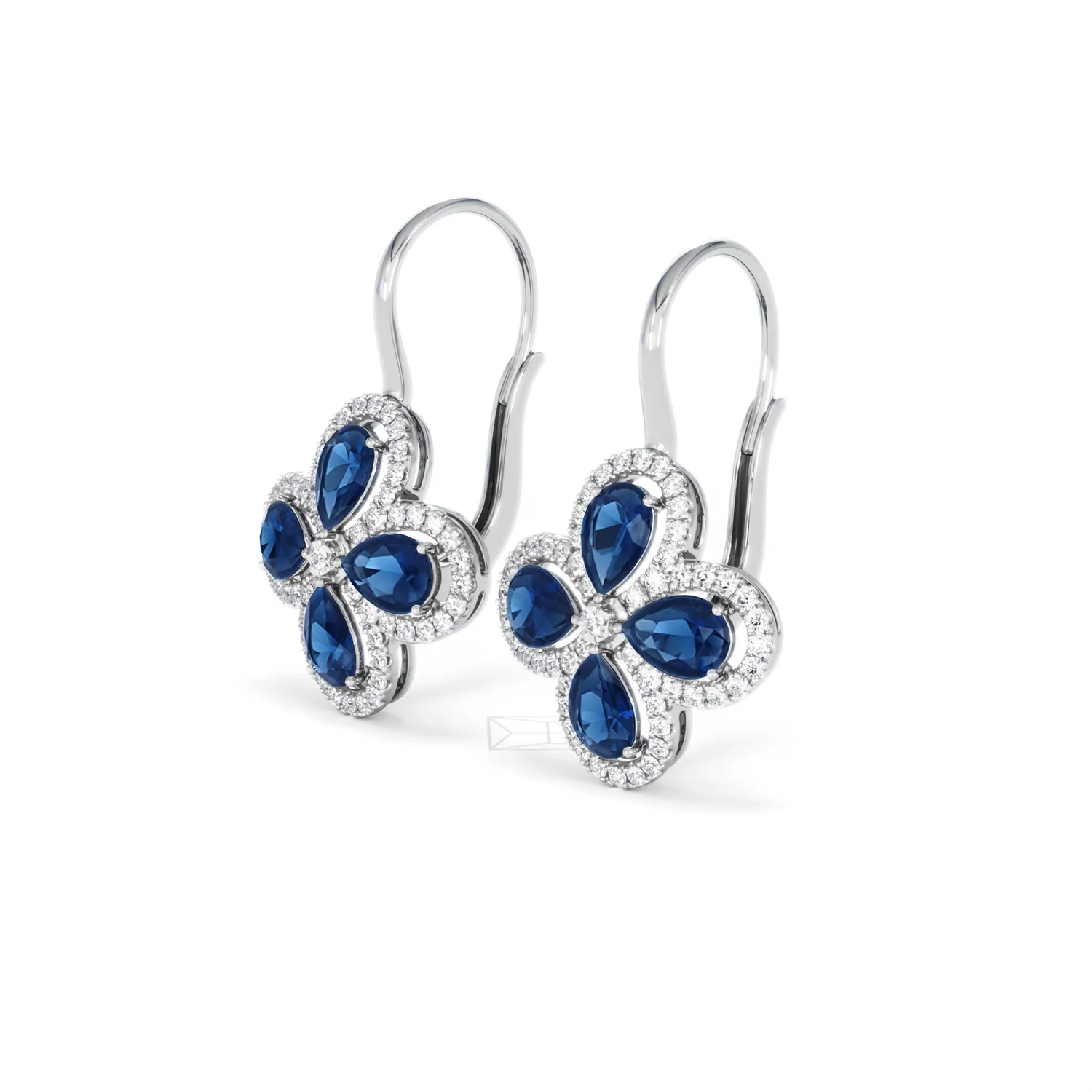 Bloom 4.75ct Lab Sapphire and Lab Diamond Earrings in 18K White Gold - Image 79