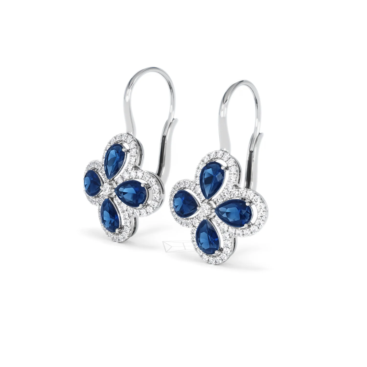 Bloom 4.75ct Lab Sapphire and Lab Diamond Earrings in 18K White Gold - Image 80
