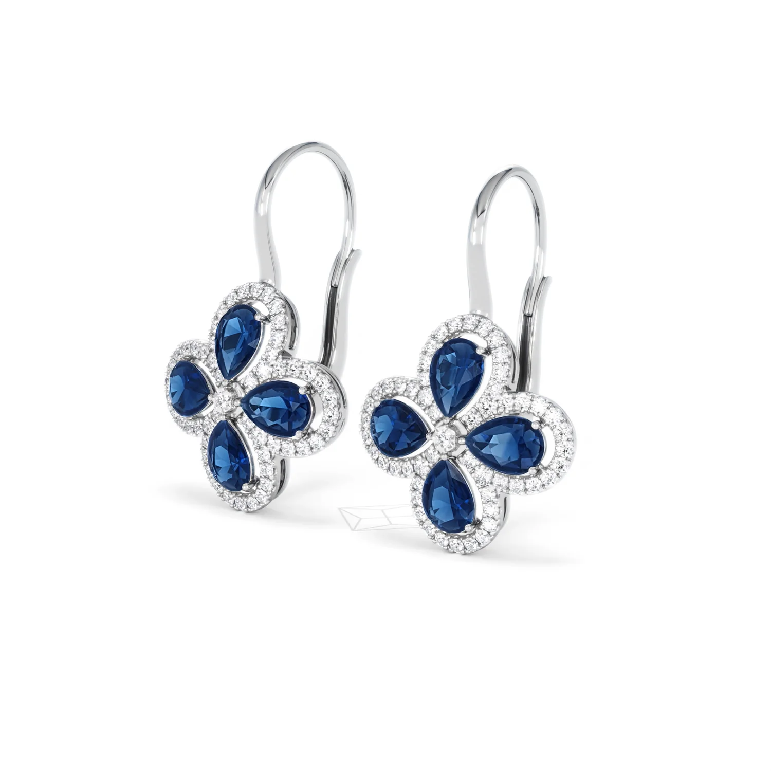 Bloom 4.75ct Lab Sapphire and Lab Diamond Earrings in 18K White Gold - Image 81