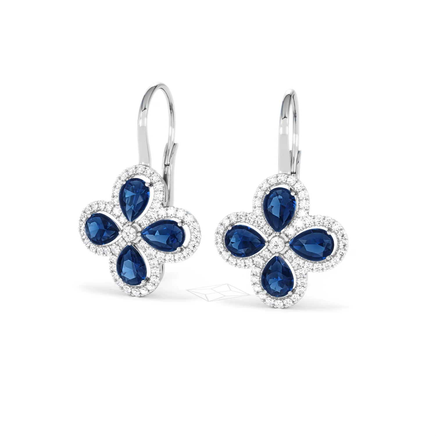 Bloom 4.75ct Lab Sapphire and Lab Diamond Earrings in 18K White Gold - Image 85