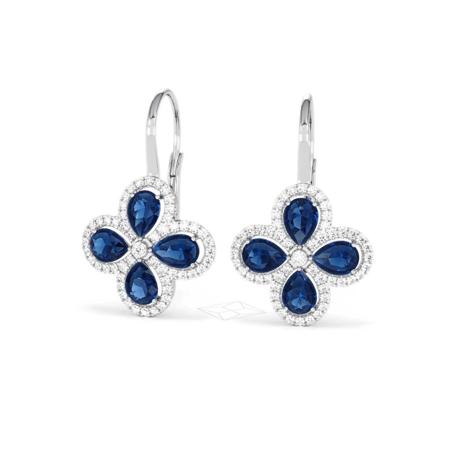 Bloom 4.75ct Lab Sapphire and Lab Diamond Earrings in 18K White Gold - Image 86