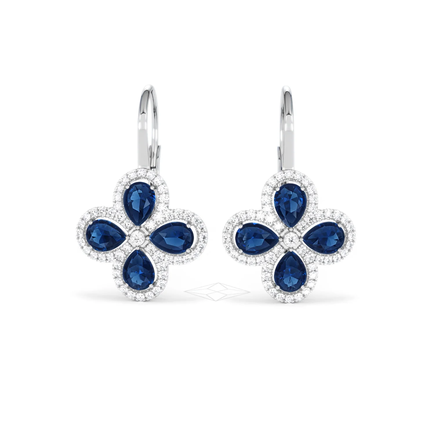 Bloom 4.75ct Lab Sapphire and Lab Diamond Earrings in 18K White Gold - Image 88